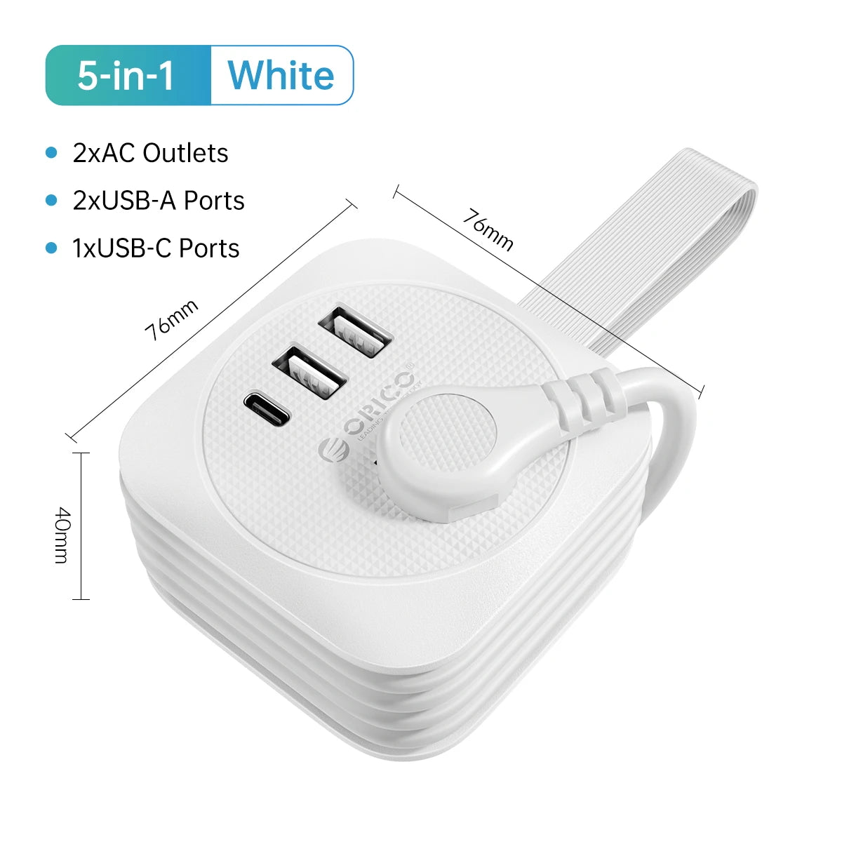 ORICO Travel Power Strip – US Adapter with 2 USB & Type-C Fast Charging