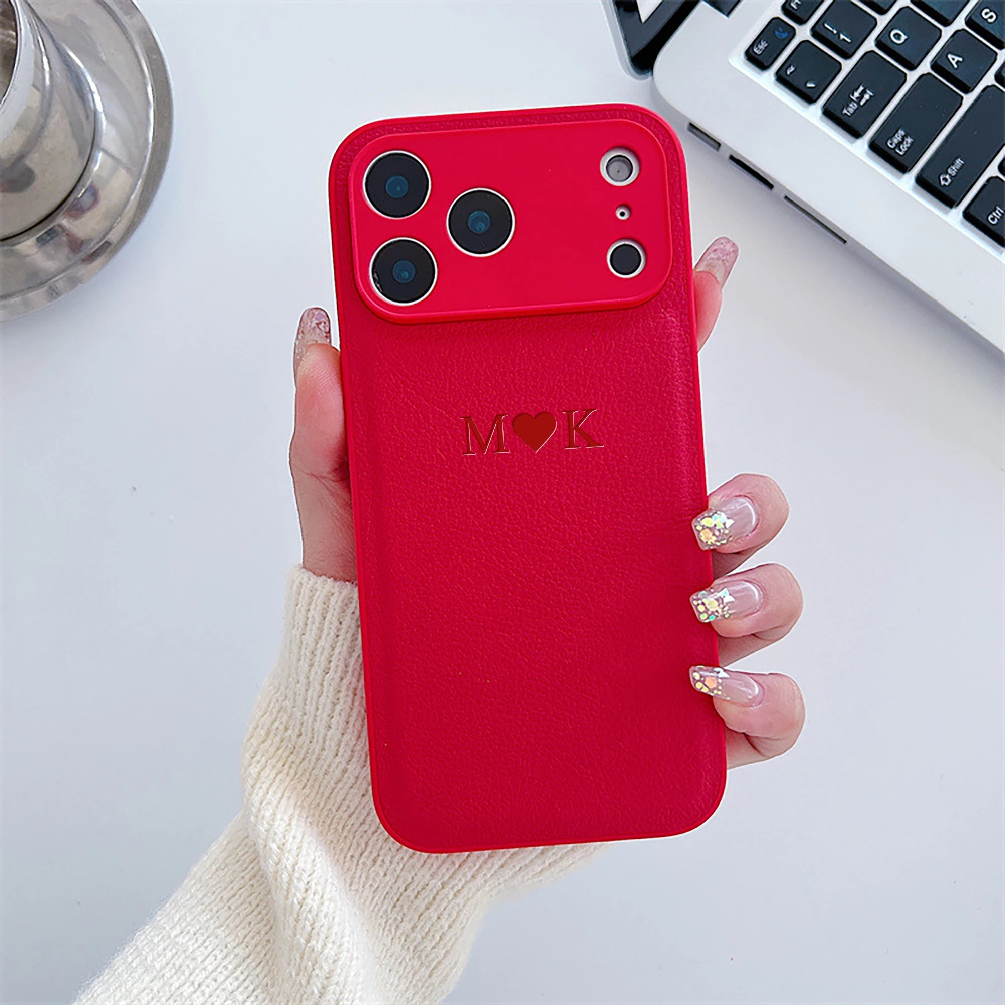 Personalized Luxury Customized Name 3D DIY Hot Engrave Faux Leather Phone Case For iPhone 17 16 15 14 13 Pro Max Plus Air