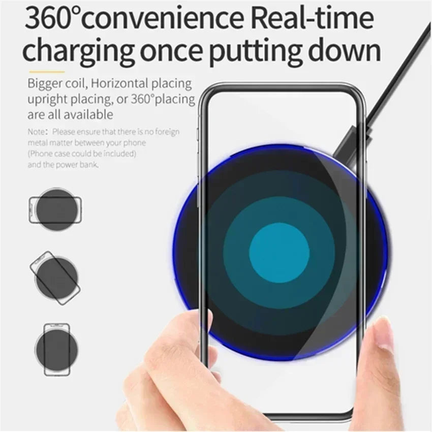 Wireless Charging Pad Fast Wireless Charger Compatible for iPhone 17 Pro 16 15 14 13 12 SE XS Max XR AirPods for Samsung Galaxy