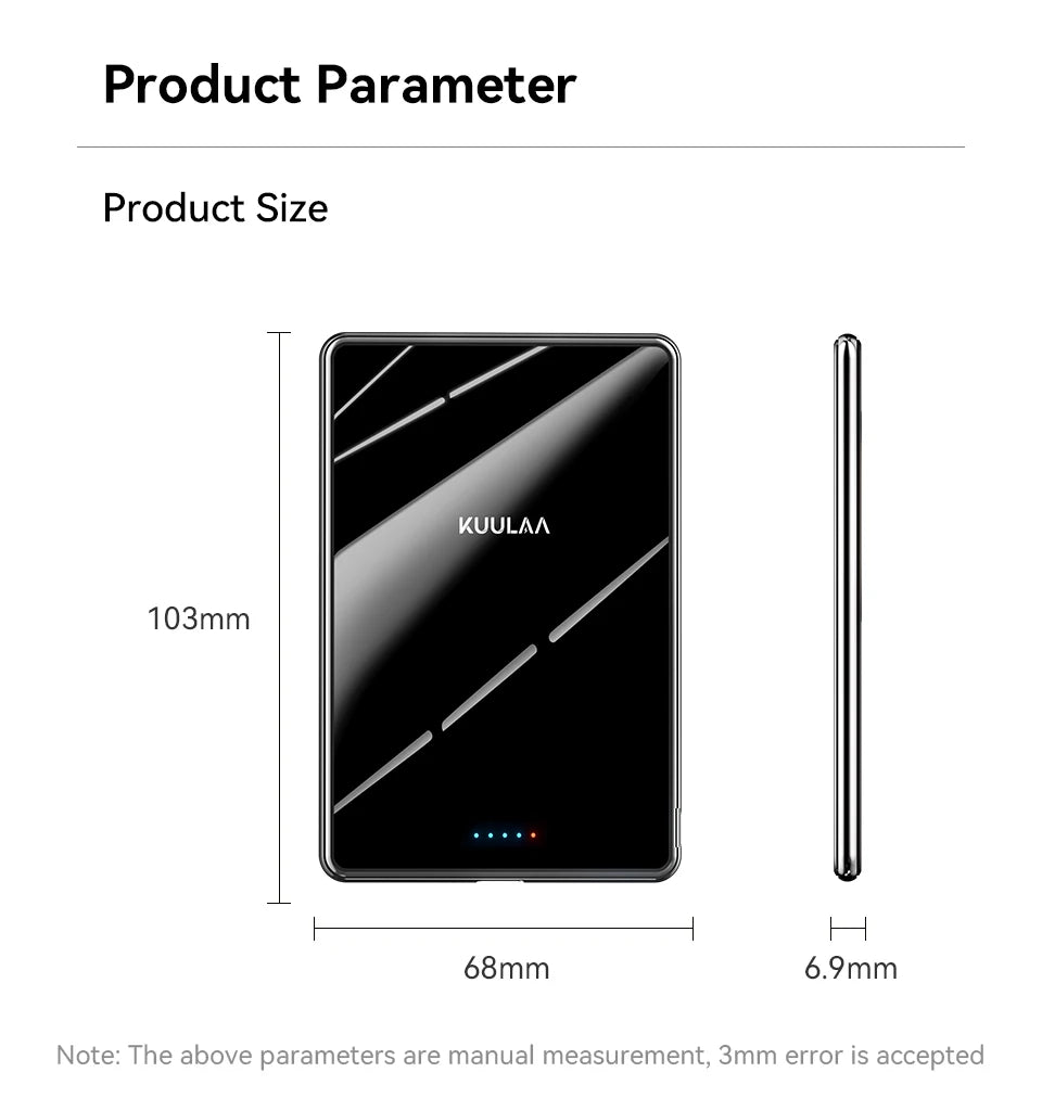 Slim KUULAA Magnetic Power Bank – Wireless for MagSafe