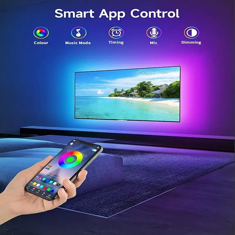 RGB 5050 Bluetooth LED Strip Lights – Smart App-Controlled Color Changing LED Light Strip (10M–30M)