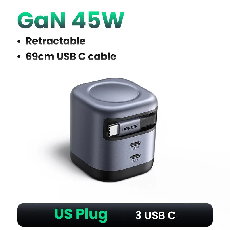 UGREEN PD 3.0 USB-C Retractable Charger – iPhone & MacBook