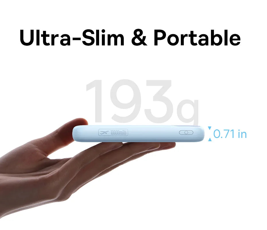 Baseus 10,000mAh Power Bank – 22.5W Fast Charge, Dual USB-C