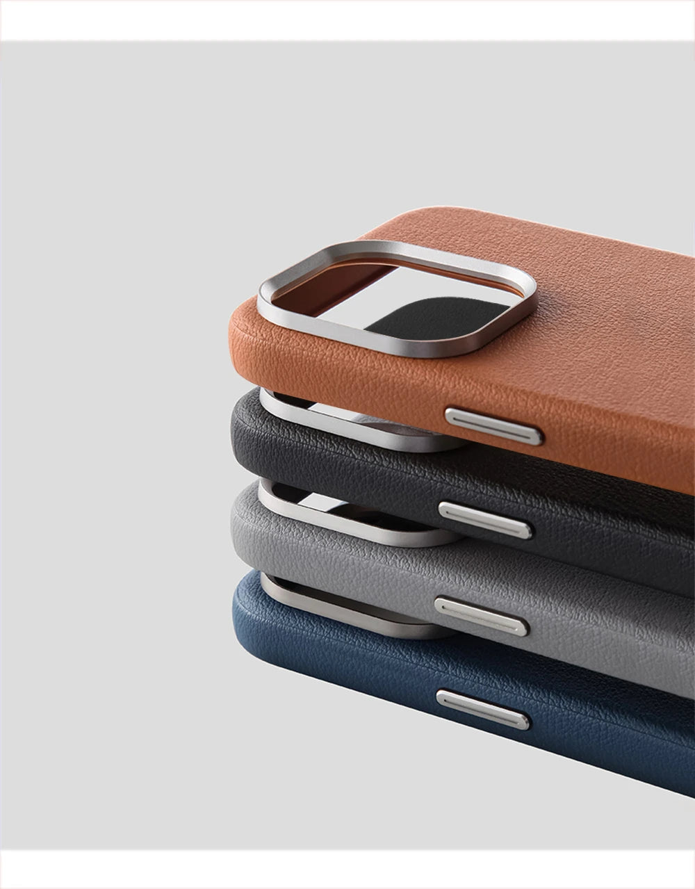 Luxury Business Metal Camera PU Leather Magnetic Case for iPhone 15–17 Series – MagSafe Wireless Protective Cover