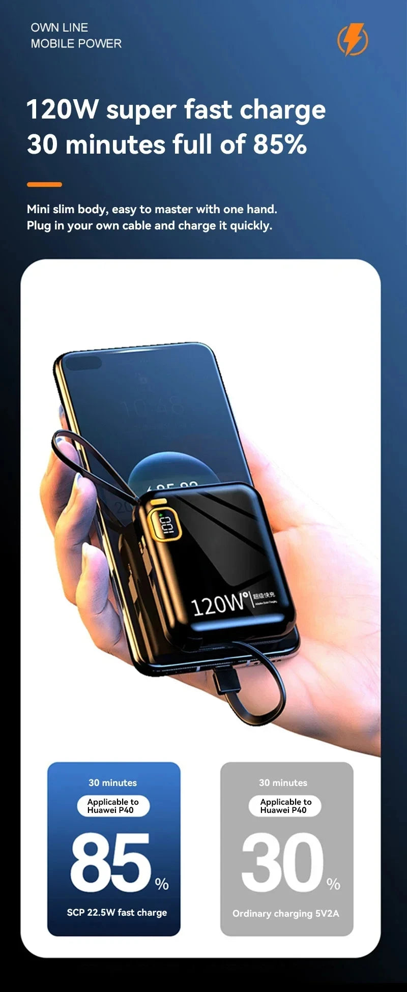 200000mAh 120W Power Bank – Portable USB-C Fast Charging for Phones