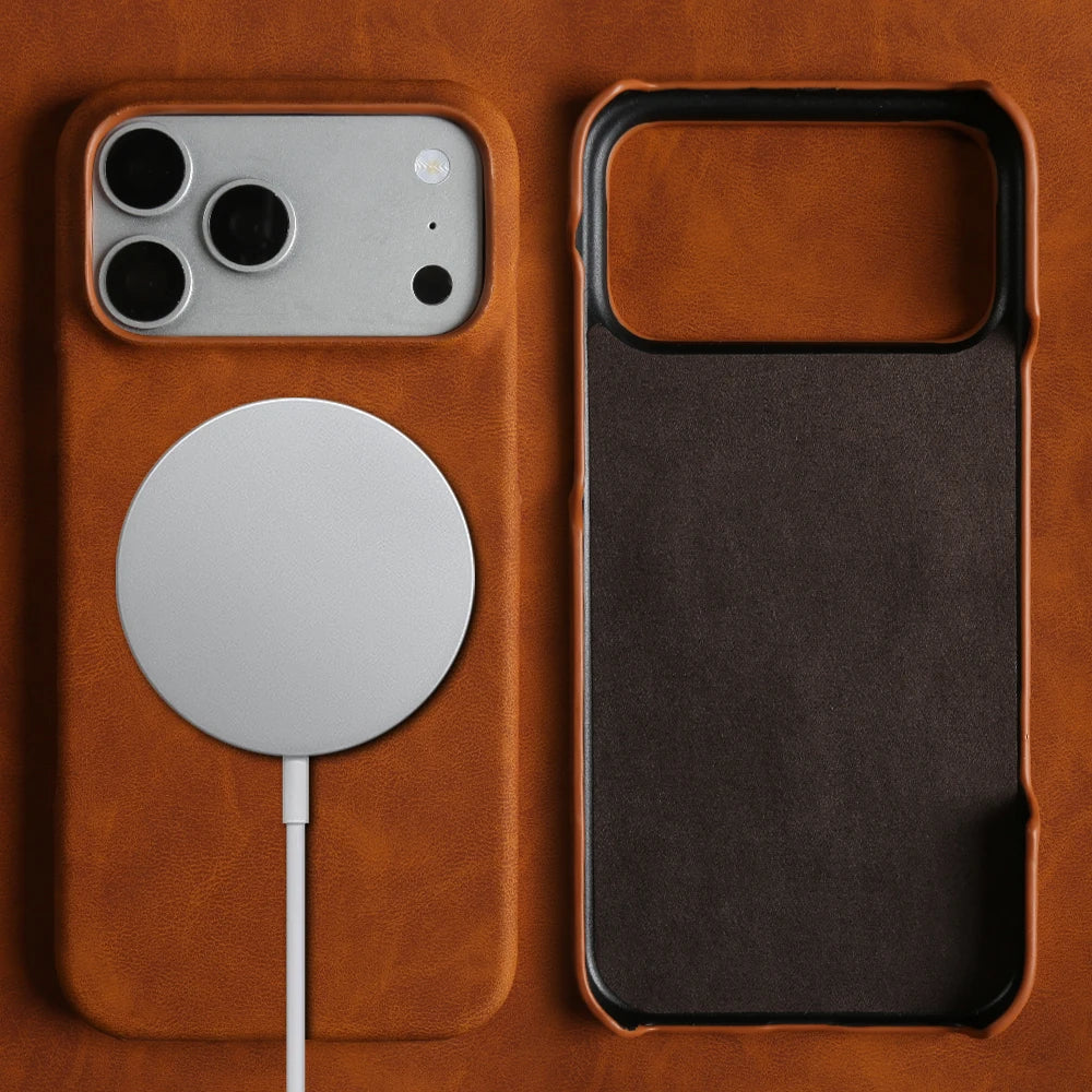 Thin Business Magnetic MagSafe Leather Case for iPhone 14–17 Series
