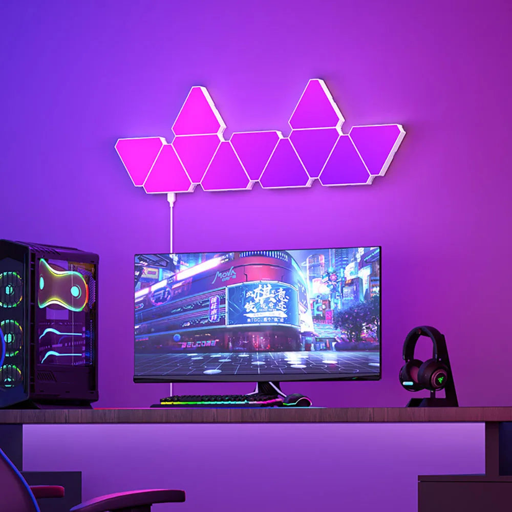 Smart RGB Triangle Wall Lamp – Bedroom, Office & Bedside Decor