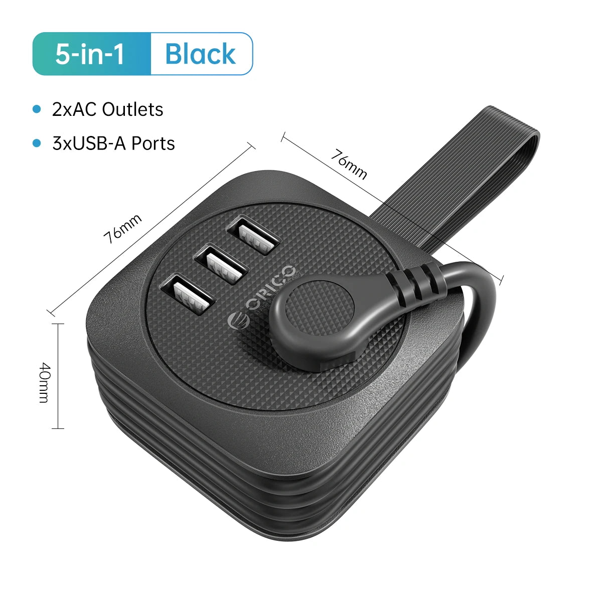 ORICO Travel Power Strip – US Adapter with 2 USB & Type-C Fast Charging