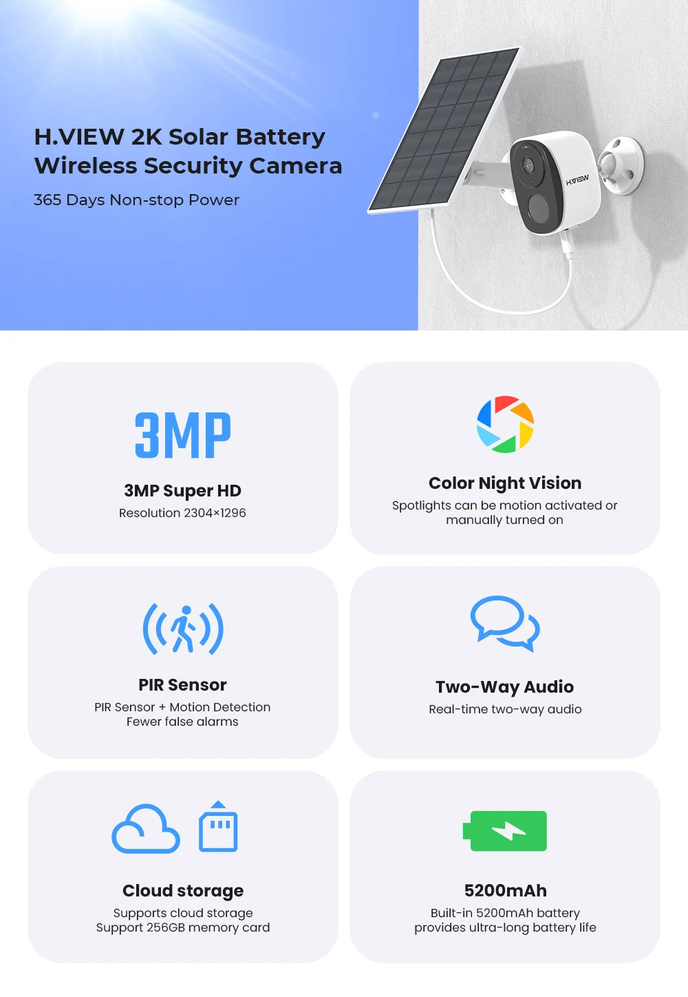 2K Wireless Security Camera – Battery Outdoor Spotlight & Siren
