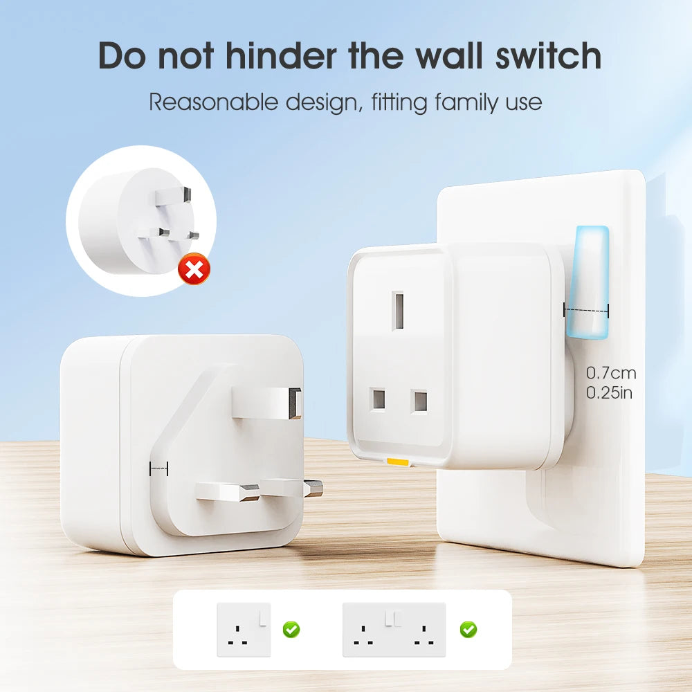 Tuya WiFi Smart Plug UK – RF433, Type-C, 16A, Timer & Voice Control