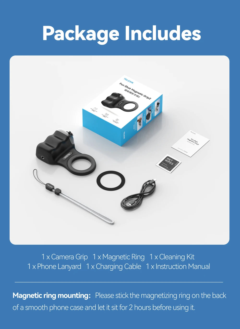 TELESIN Fun Shot Magnetic Grip 2 – iPhone 17/17 Air/Pro/Pro Max