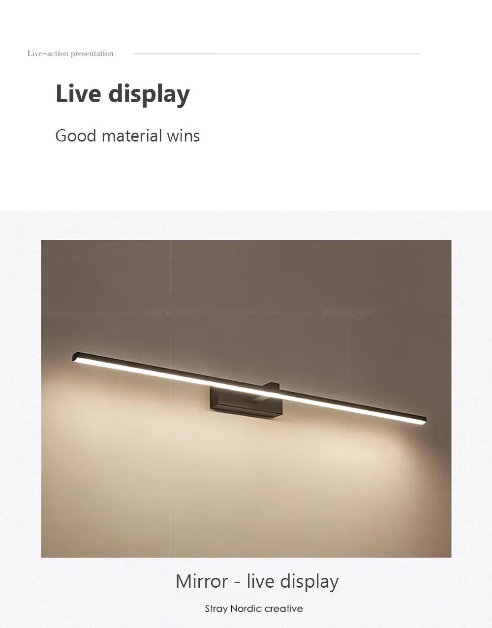 Indoor LED Wall Light – Mirror Decor, 60–100cm