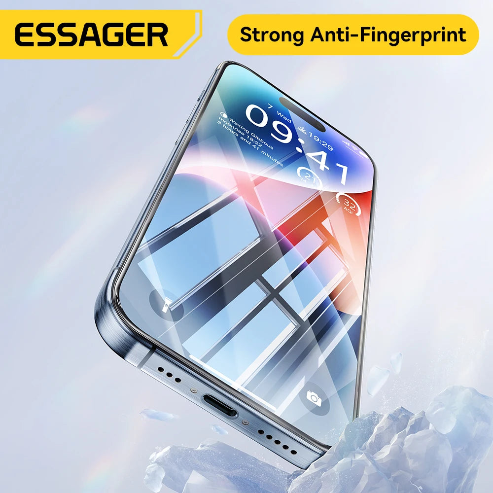 Essager Screen Protector for iPhone 15 14 13 Pro Max Ultra Slim Dustproof Full Tempered Glass Protection For iPhone 15 Pro Plus