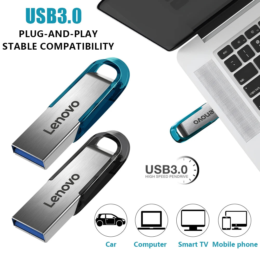 Lenovo 2TB/1TB/512GB USB 3.0 Flash Drive – Waterproof Metal Storage