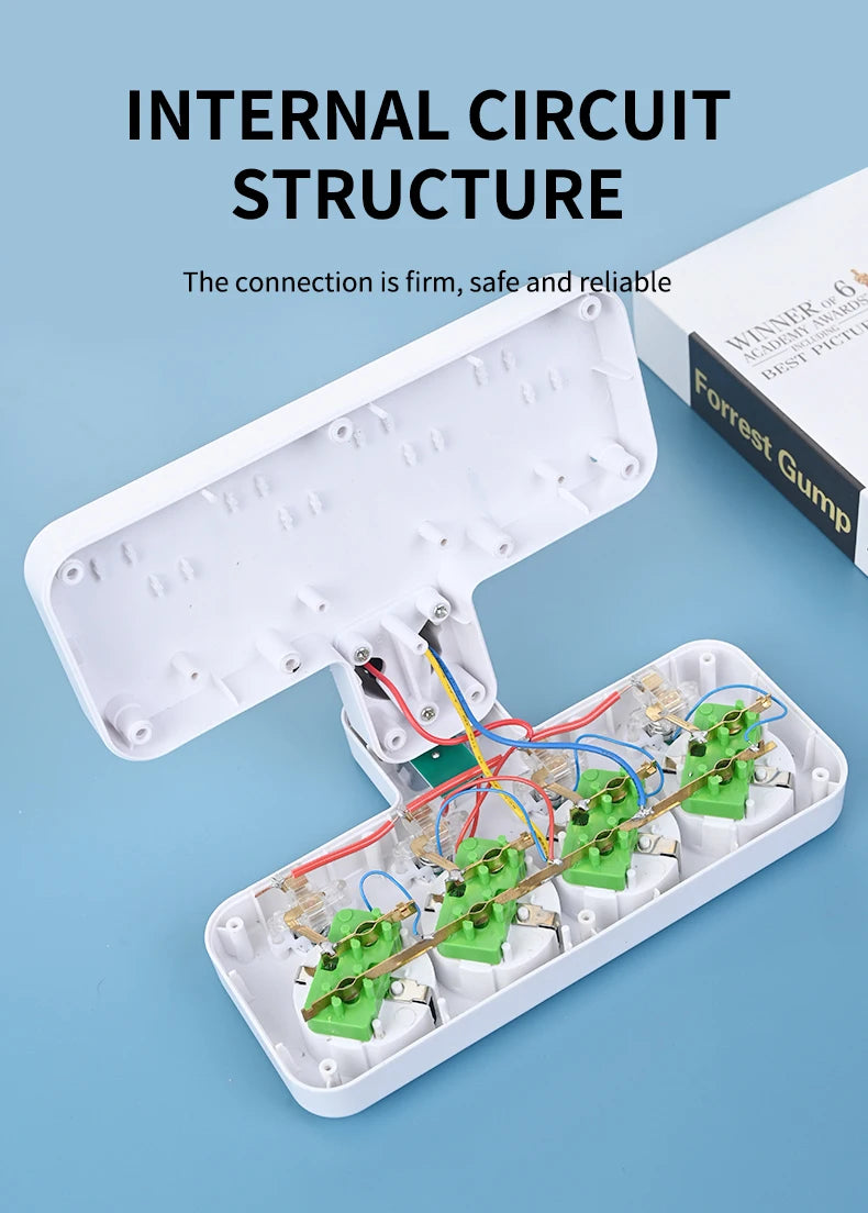 EU Wall Socket with 4 AC Outlets & USB-C Fast Charging Ports