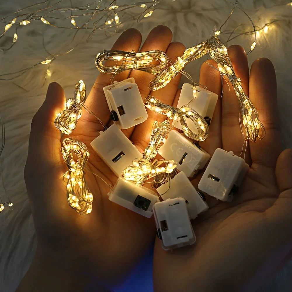 LED Fairy Lights Button Battery Light String Christmas Wedding New Year Bedroom Living Room Garden Decoration Garland