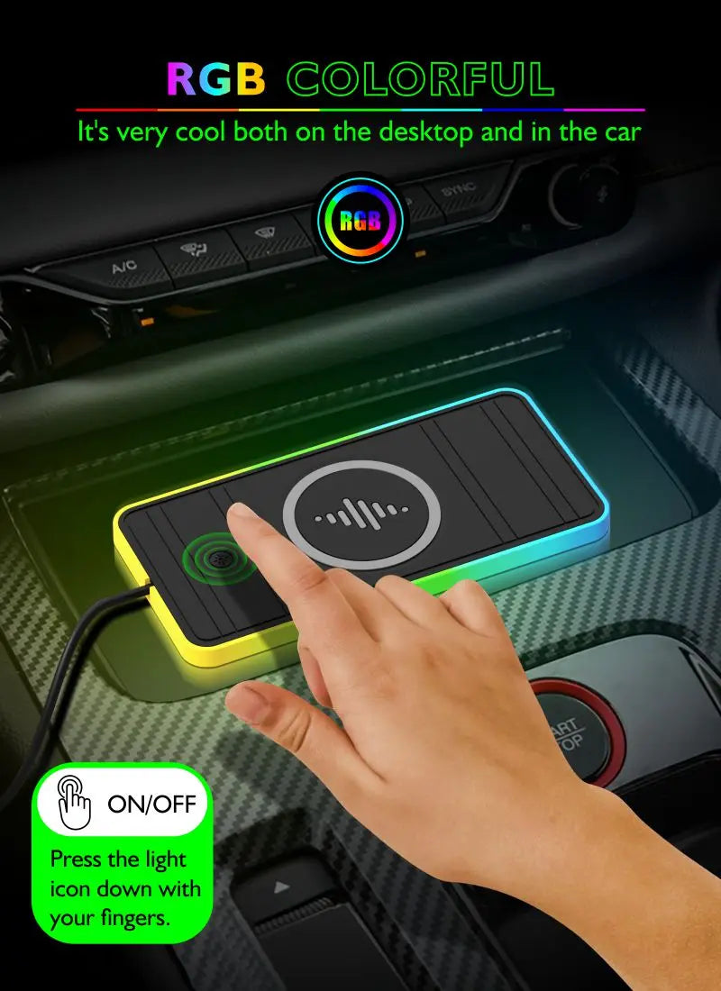 Silicone Car Wireless Charger – 15W, Non-Slip Pad