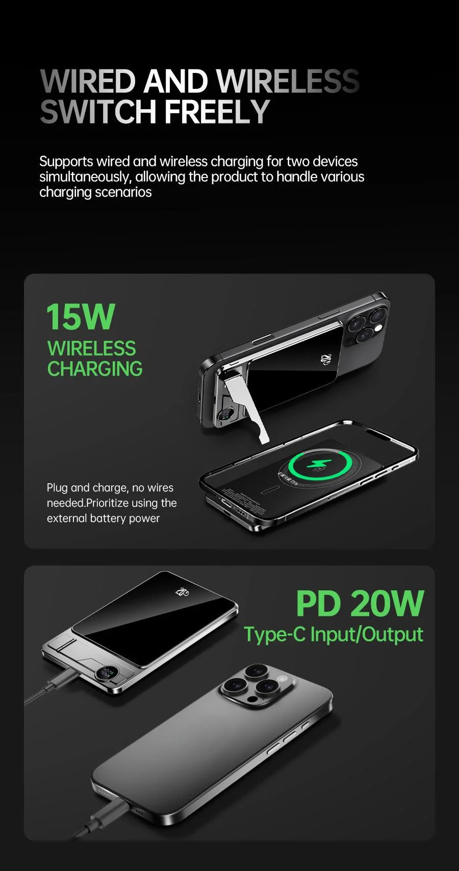 Ultra-Slim Magnetic Power Bank – 10,000mAh Fast Wireless Charge