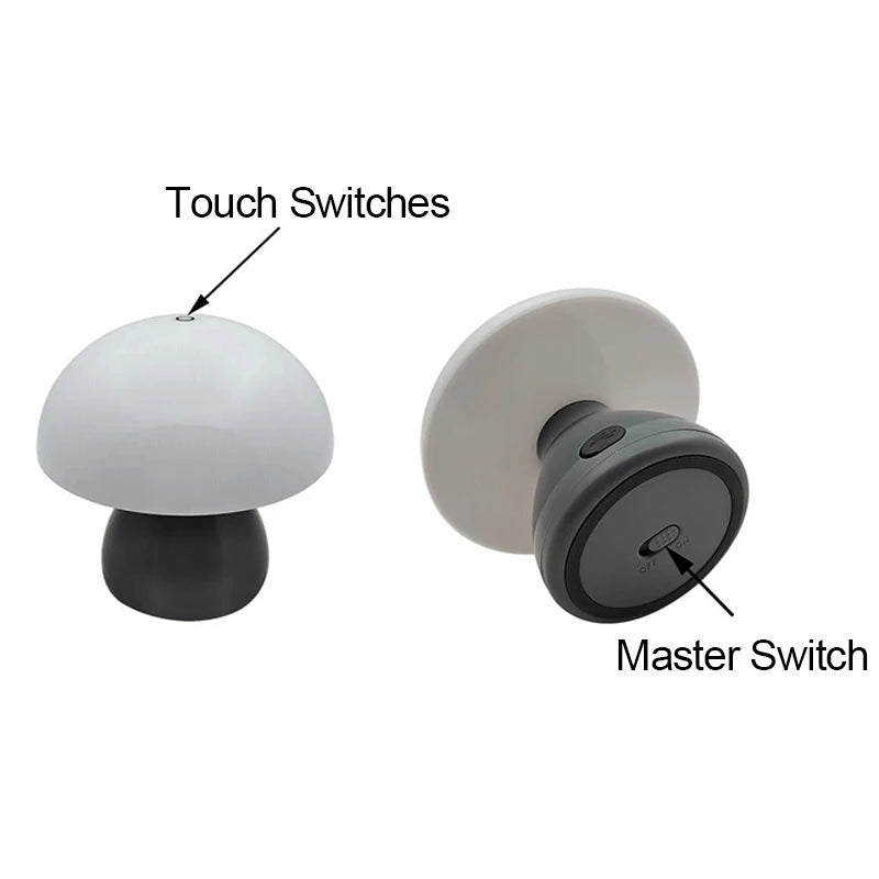 Mushroom LED Night Lamp – Touch & Rechargeable