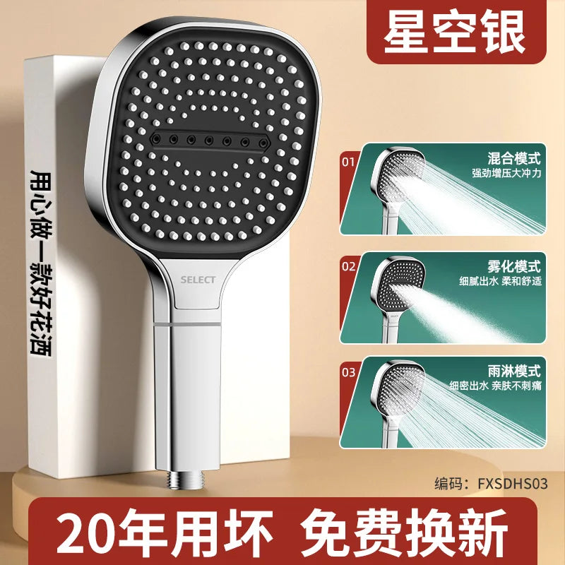 High Pressure Shower Head 13CM – 3 Modes, Massage Water Flow with Filter