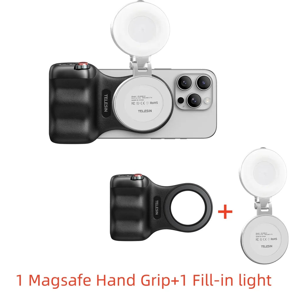TELESIN Magnetic Camera Hand Grip – Phone Holder with Remote