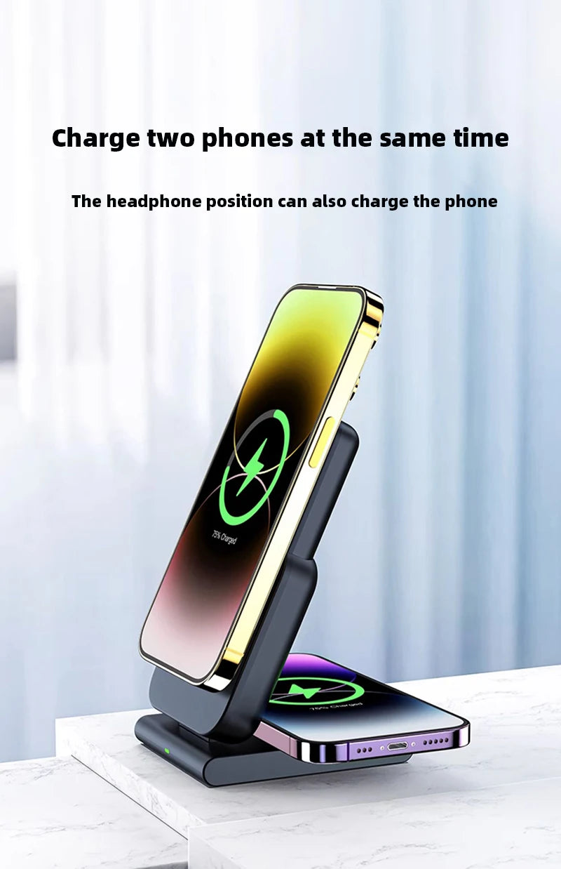 Portable 3-in-1 Wireless Charger – 10000mAh Power Bank for Apple Devices