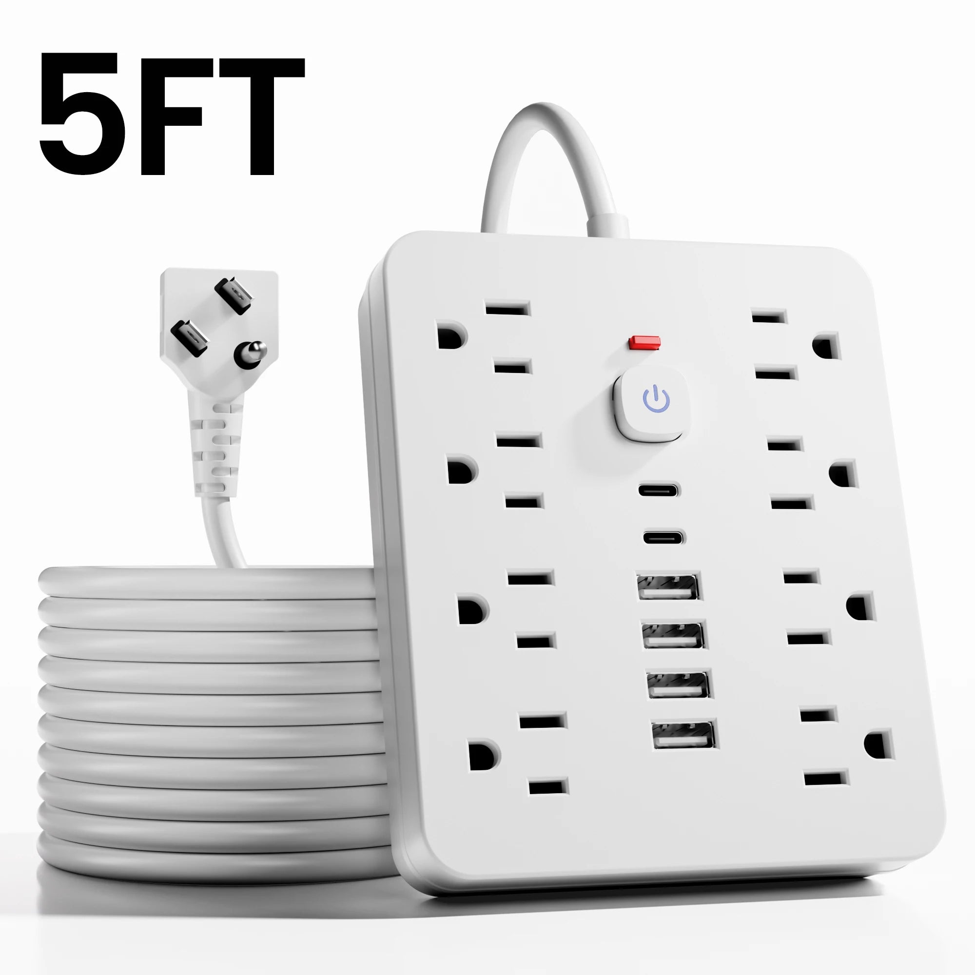 14-in-1 Power Strip – AC Outlets with 4 USB & 2 USB-C Surge Protector