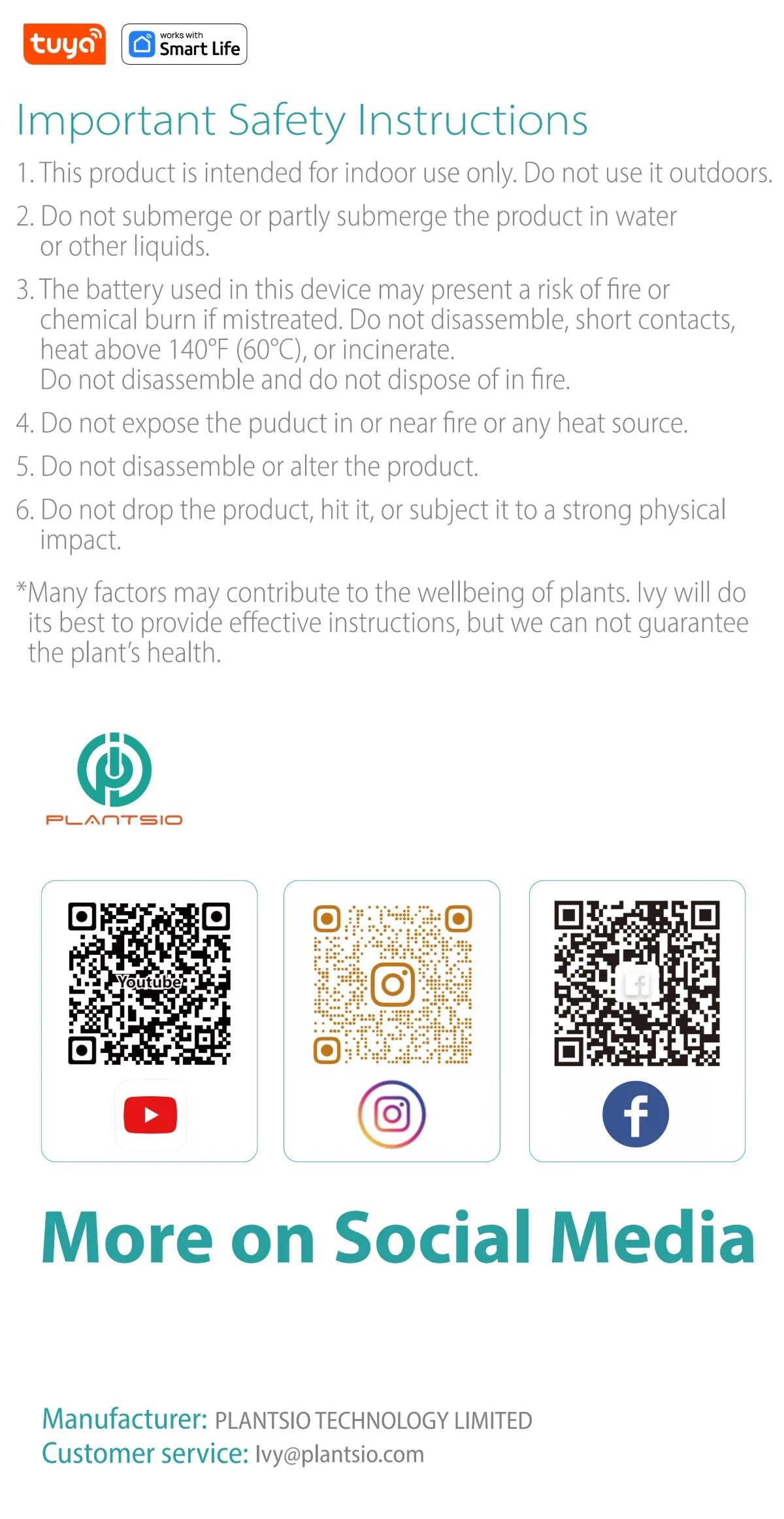 Ivy Tuya Smart Planter – AI Plant Care with Sensors