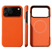 Lychee Genuine Leather Magnetic Case — iPhone 15–17 Series