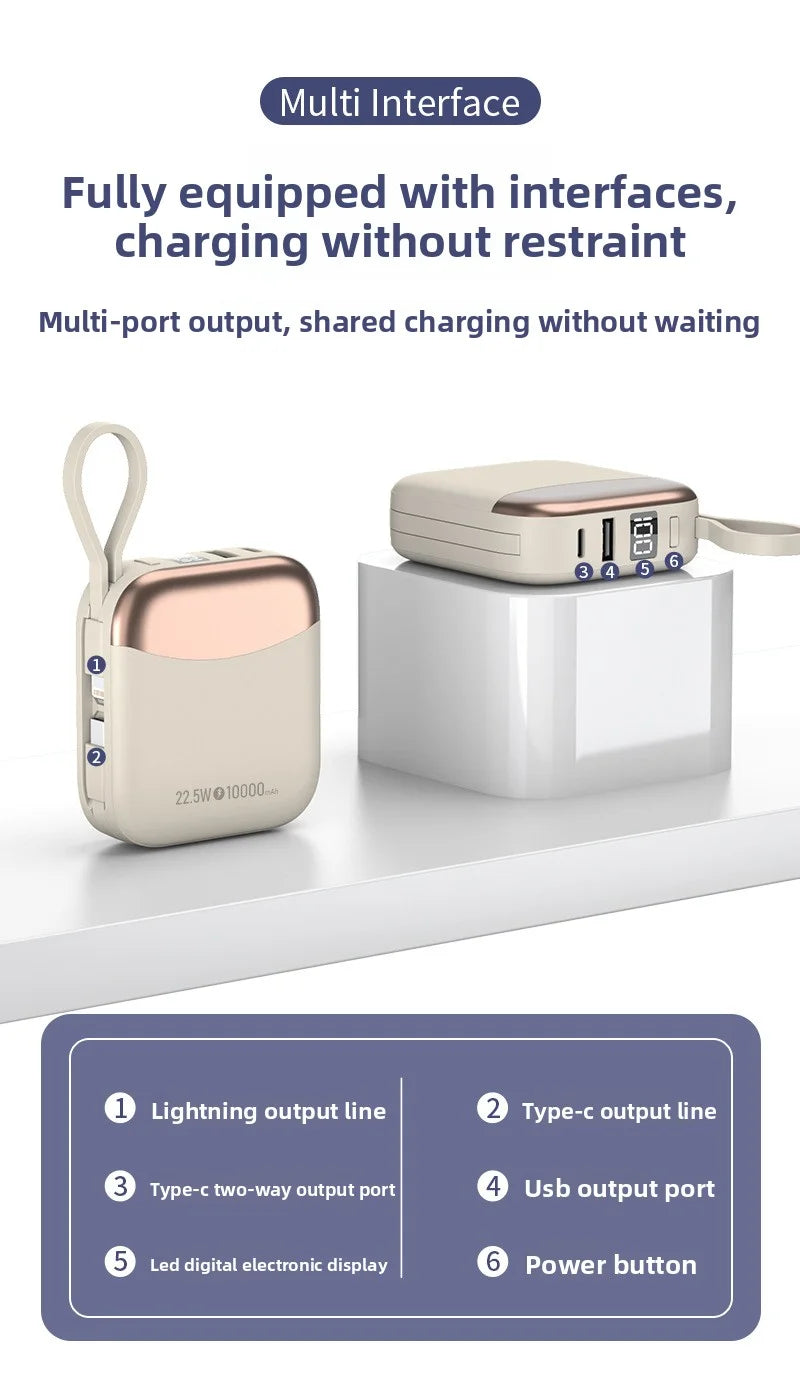10000mAh Mini Power Bank – 66W Fast Charge, CCC Certified