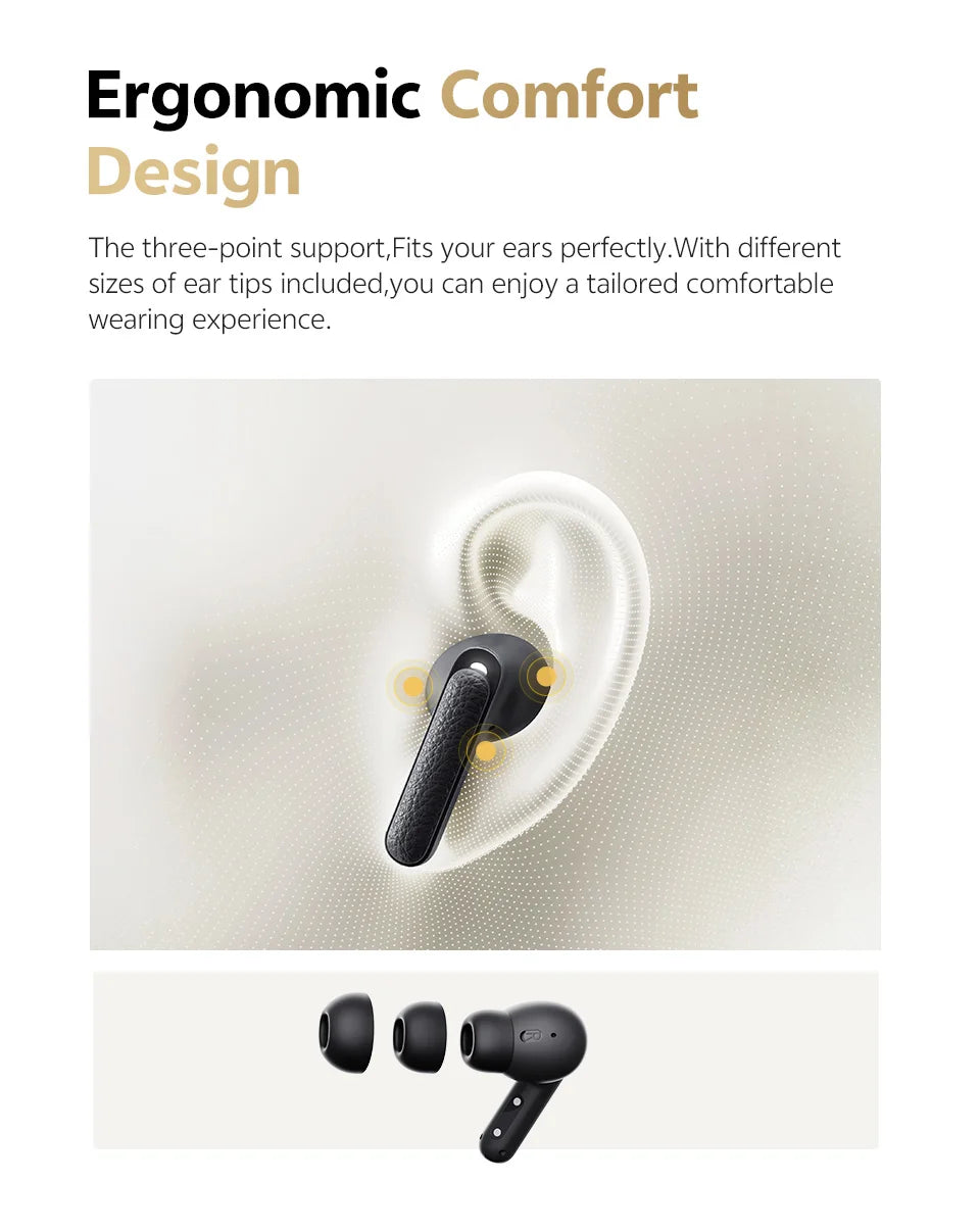 QCY Buds ANC -45dB Adaptive Noise Cancelling Wireless Bluetooth 5.4 Earbuds 6 Mics Clear Call 10mm Dynamic Driver Earphone 25Hrs