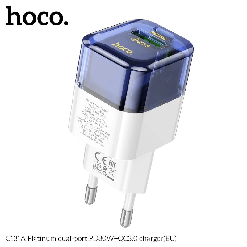 30W USB-C Charger HOCO C131A – Dual Port Quick Charge