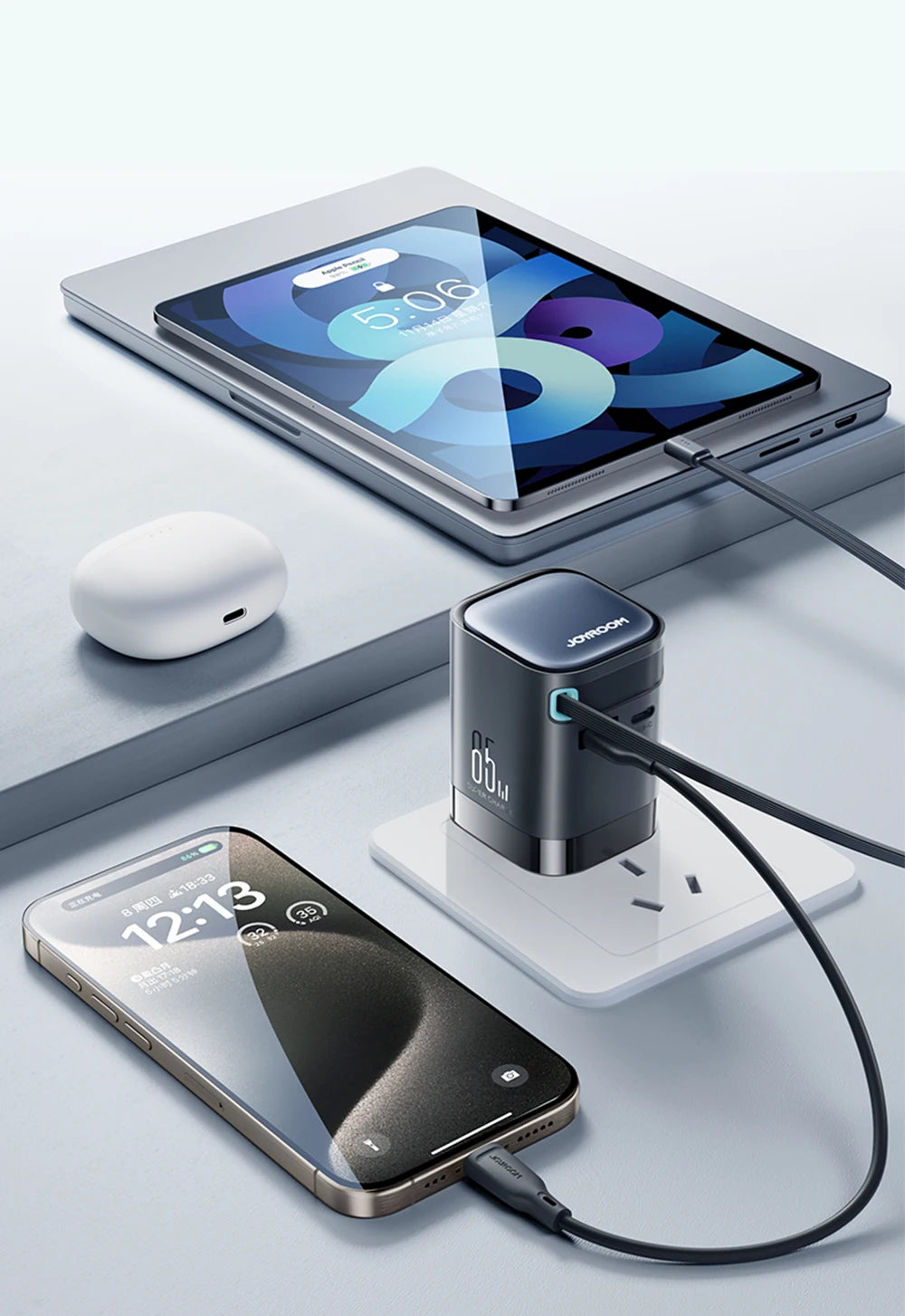 Joyroom 65W GaN PD 3.0 Fast Charger with Retractable USB-C Cable (EU Plug)