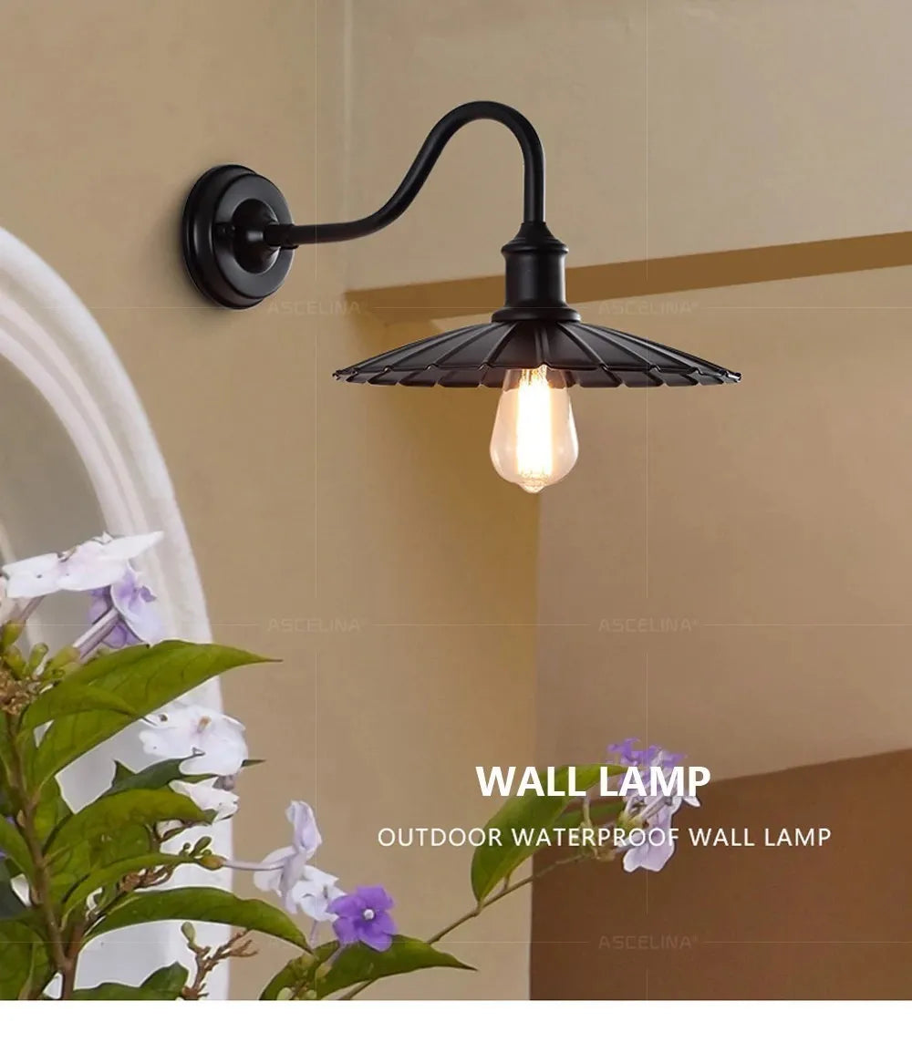 Retro LED Outdoor Wall Lamp – Waterproof, E27 Bulb Compatible