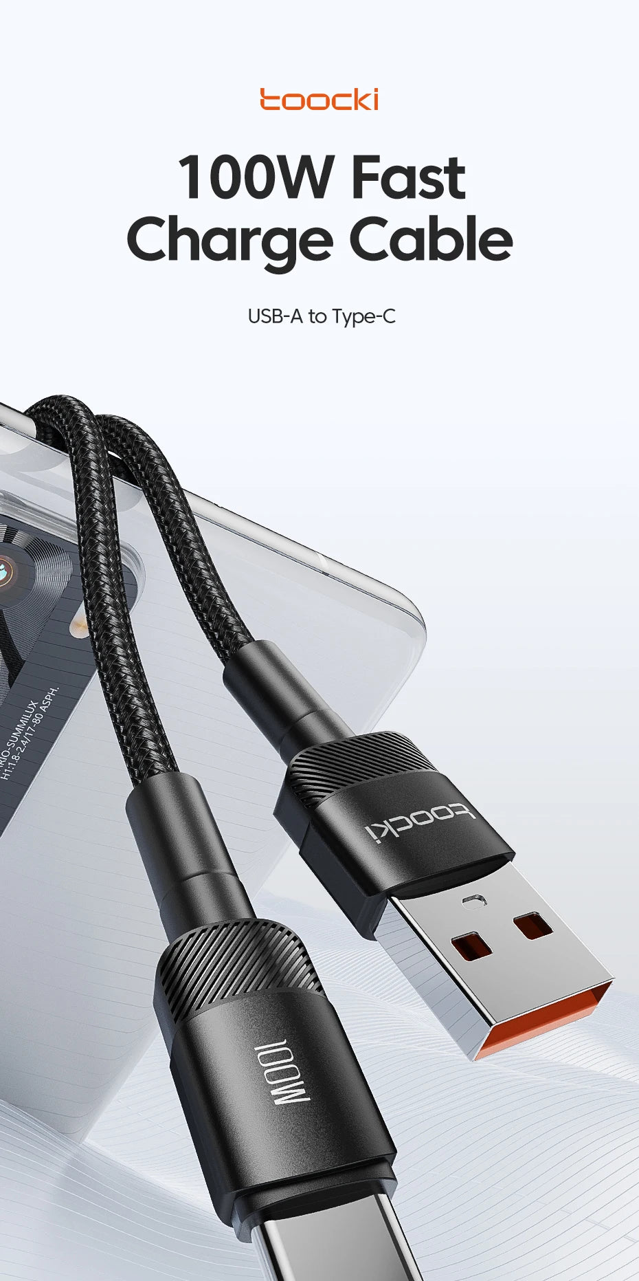 TOOCKI USB-C Fast Charging Cable – USB-C Charger Cord for Phone, Tablet & Power Bank