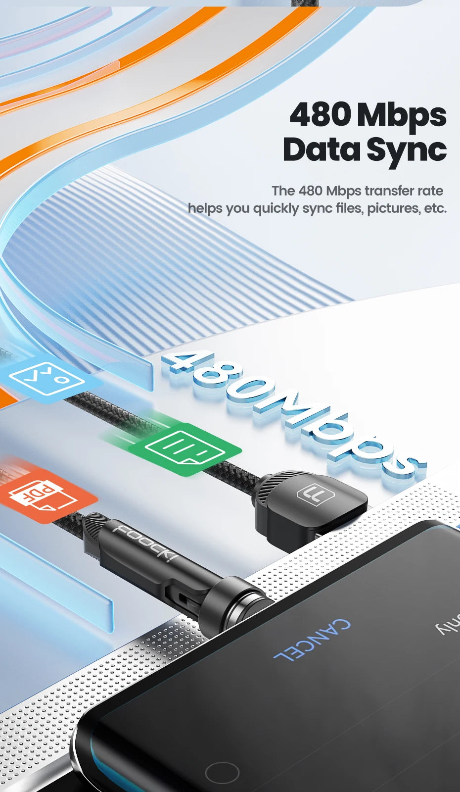 Toocki 540° Magnetic USB-C Cable – Fast Charge for iPhone & Android