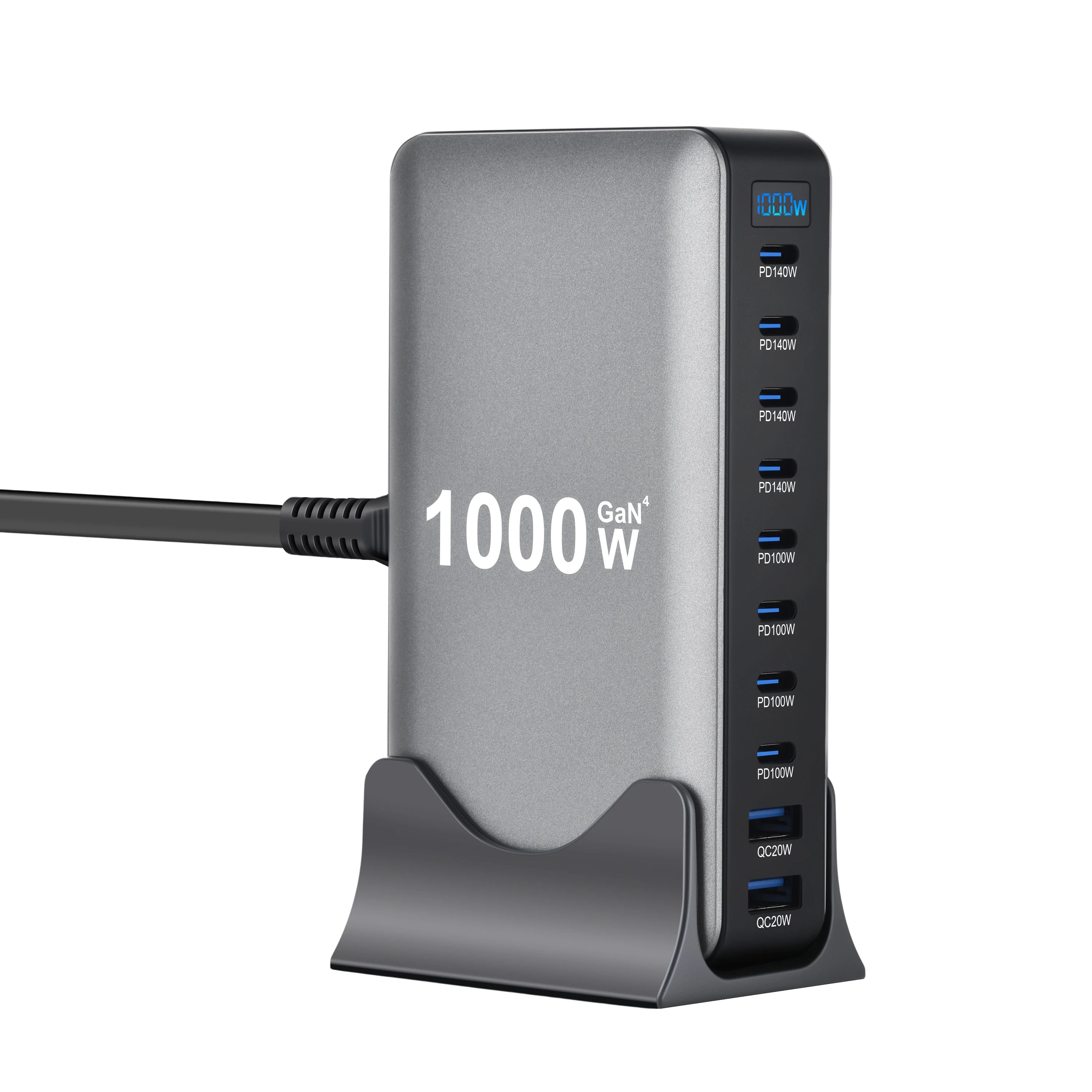 10-Port GaN Desktop Charger – Fast PD Charging for Laptop & Phone