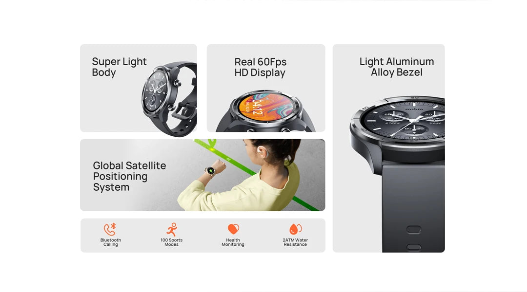 Mibro A3 GPS Smartwatch – Bluetooth Calling & Health Tracking