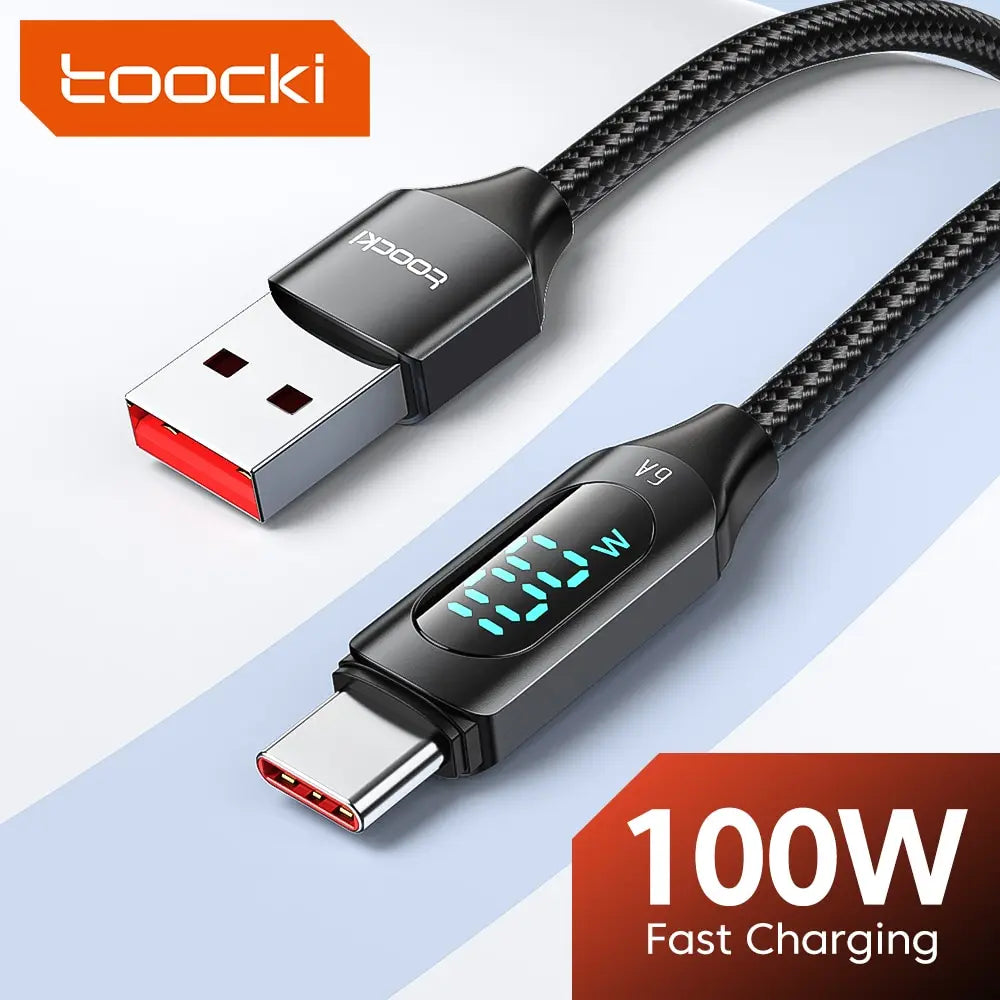 TOOCKI 100W USB-C Fast Charging Cable – PD Charging & Data Sync Cable (1M / 2M)