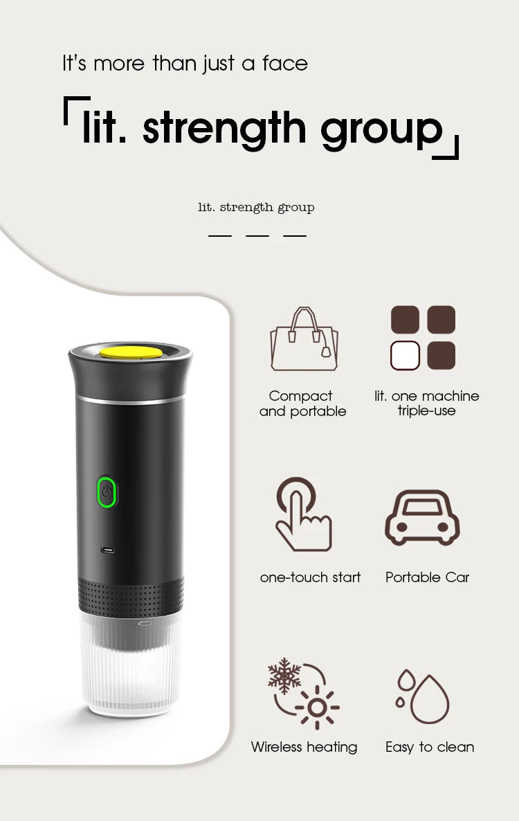 Wireless Portable Espresso Maker – 3-in-1 Coffee Machine for Travel & Camping