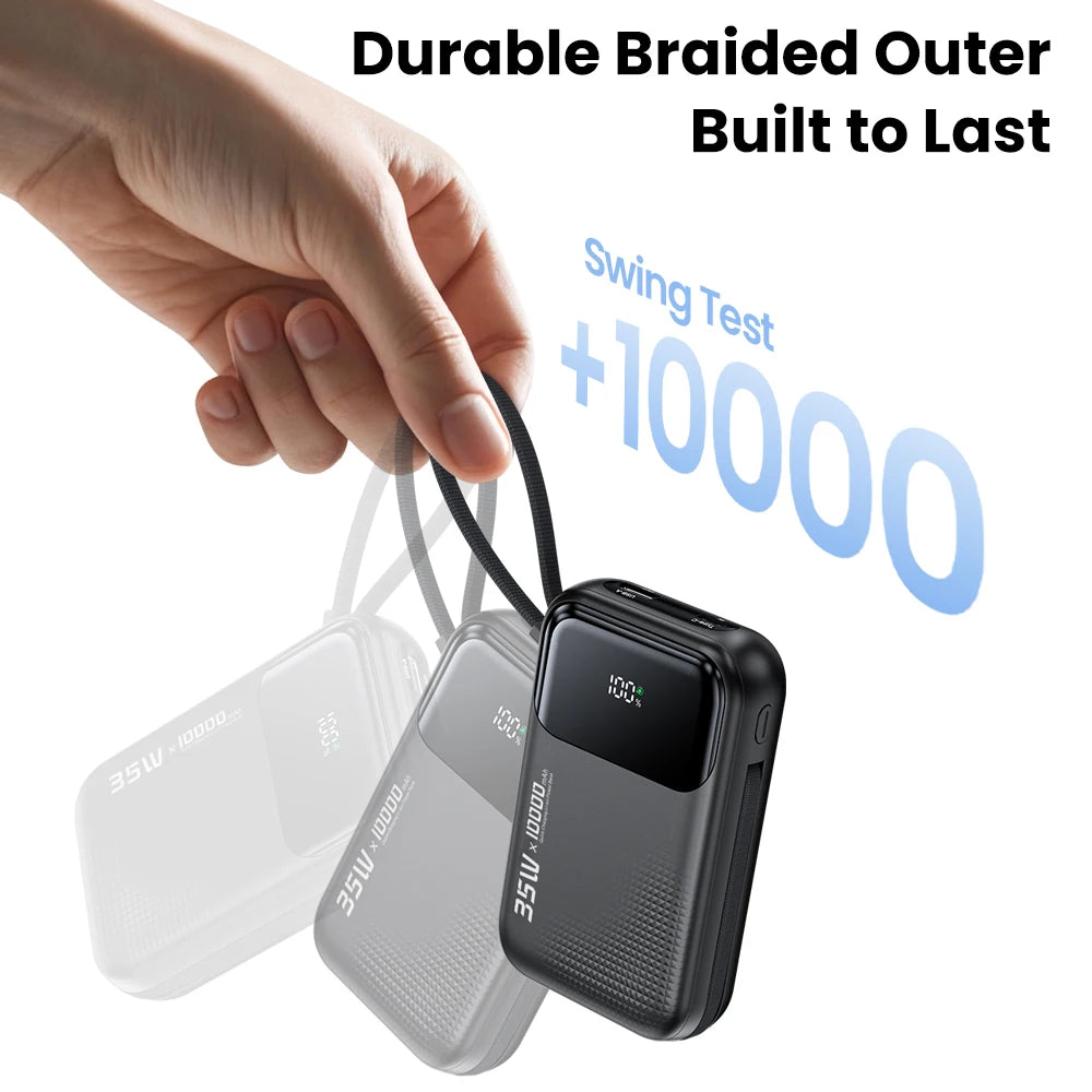 35W Portable Power Bank with Built-in Cable – QC PD 3.0 Fast Charge