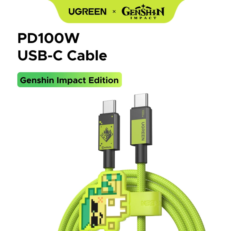 UGREEN Genshin Impact USB-C Cable – 100W Fast Charge for iPhone & Samsung
