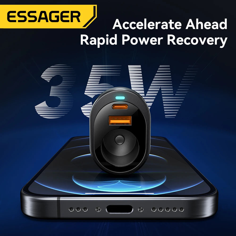 Essager 120W Car Charger Quick Charger Cigarette Lighter QC3.0 USB Type C Fast Charging in Car For iPhone 15 14 13 Xiaomi Laptop