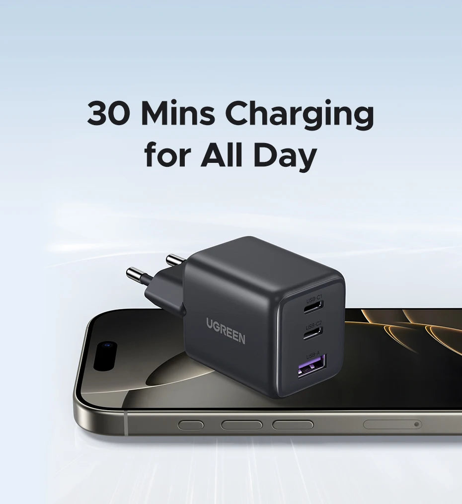 UGREEN 30W GaN USB-C Charger – PD 3.0 & QC4.0 for iPhone & Android