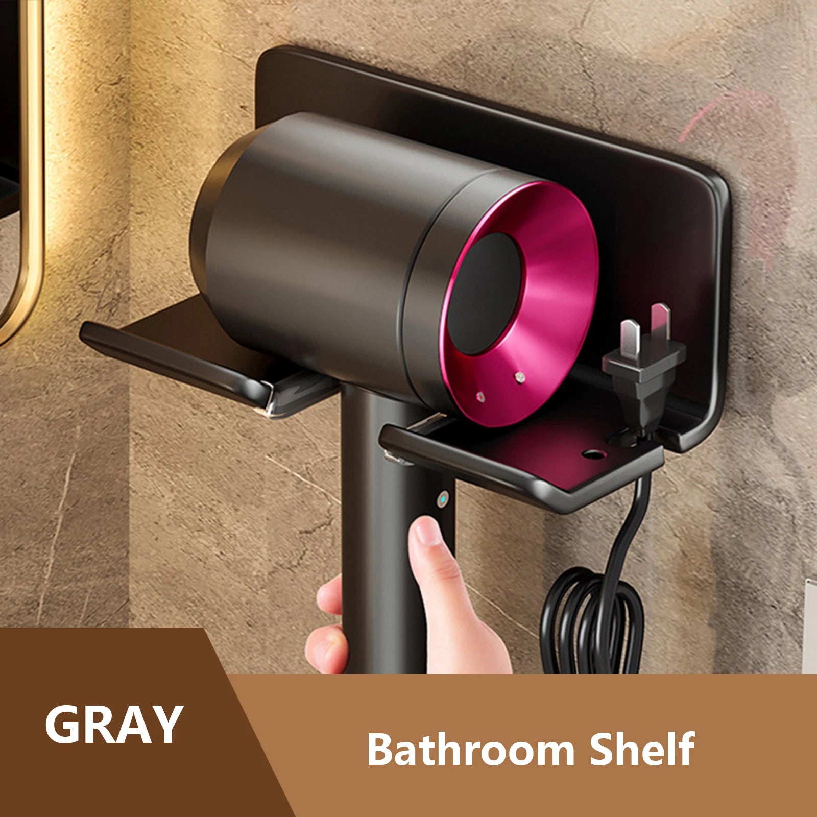 Hair Dryer & Straightener Stand – Bathroom Shelf Organizer for Styling Tools