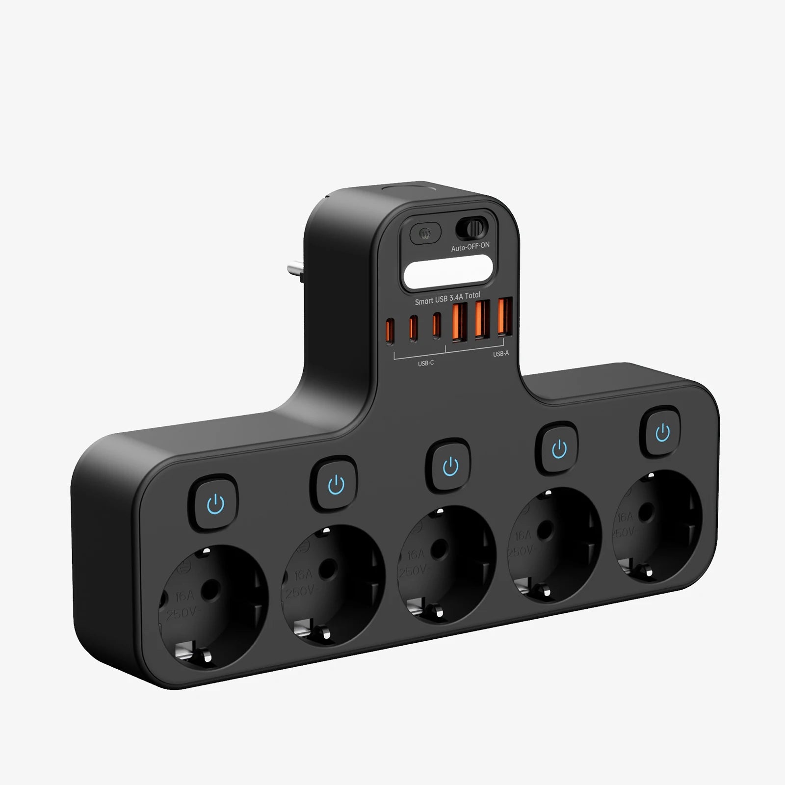 4000W Smart Wall Power Strip – USB-C Fast Charging Hub with Motion Sensor Night Light & Independent Switches