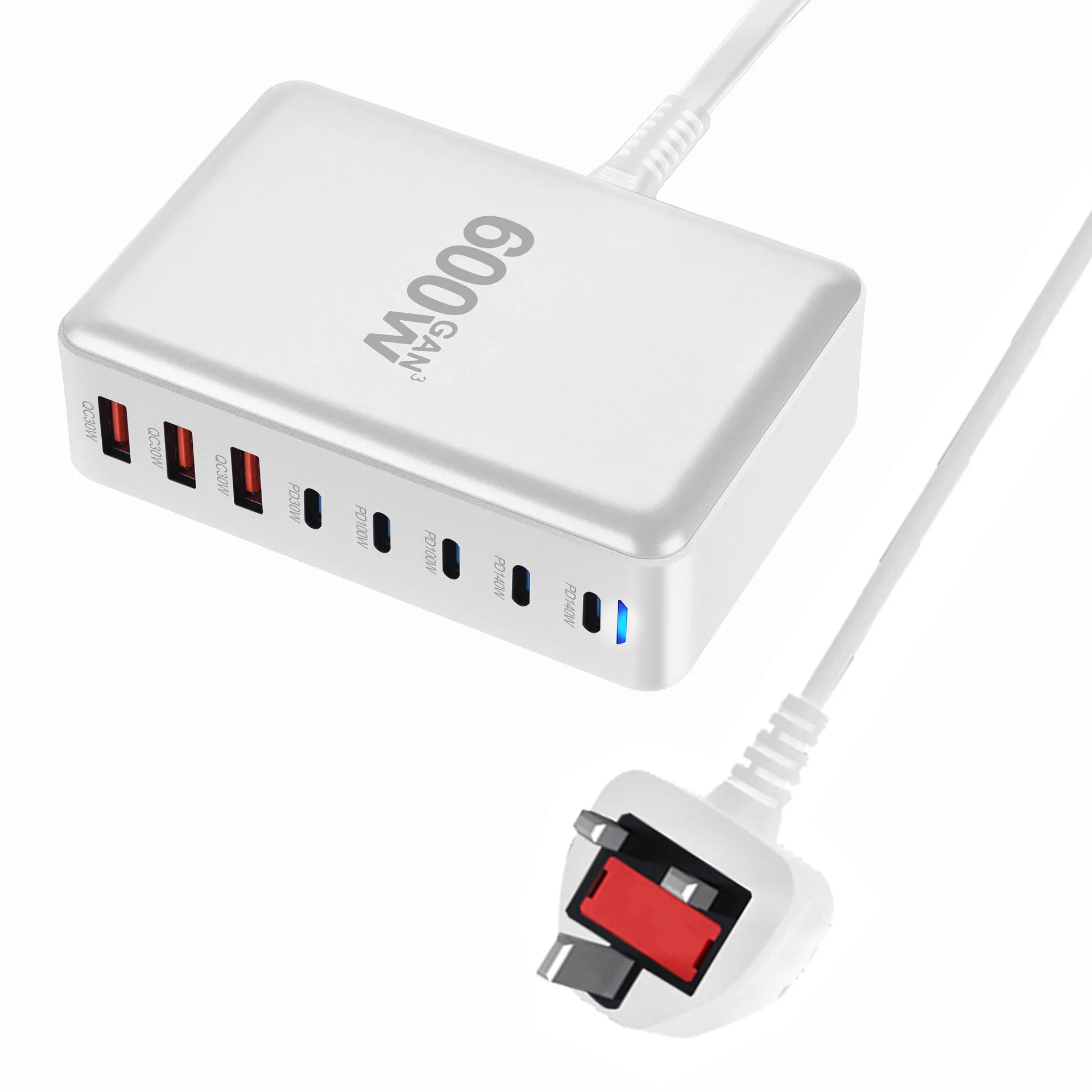 2025 600W GaN 8-Port Fast Charger – USB-C PD3.1