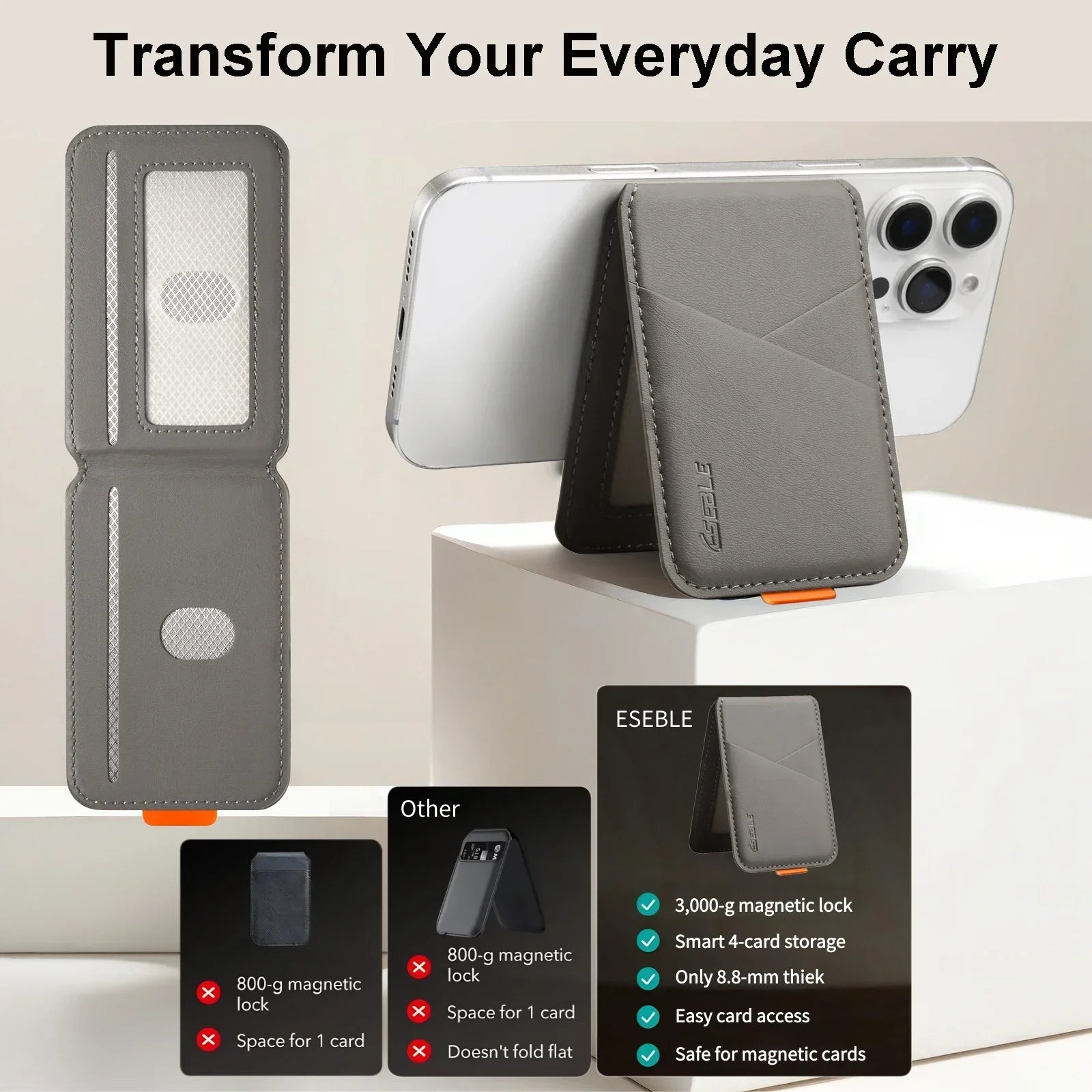 iPhone MagSafe Leather Card Holder – RFID Bank & ID Card Protector