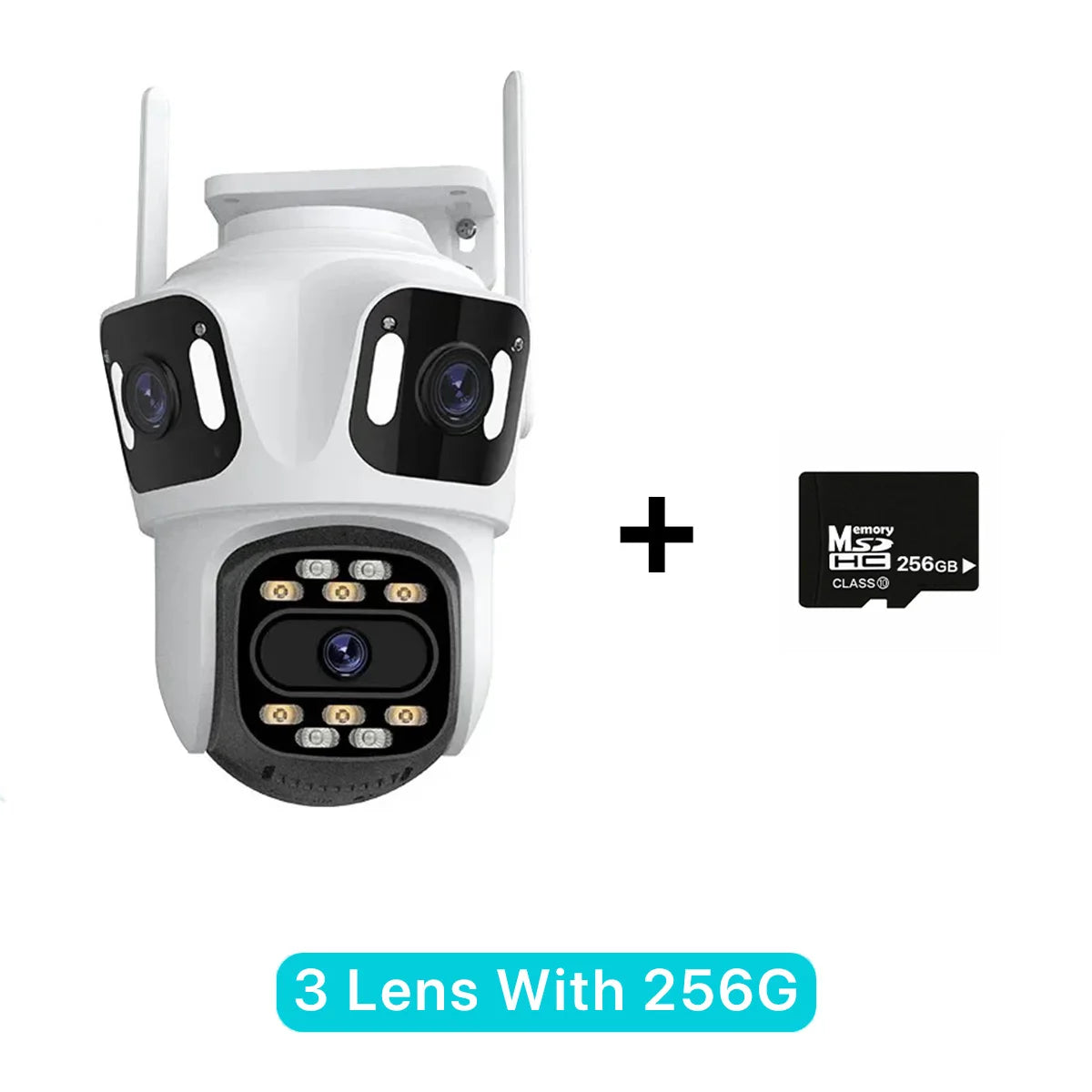 Triple-Lens Wireless Security Camera – AI Human Detection + Auto Tracking (iCSee)
