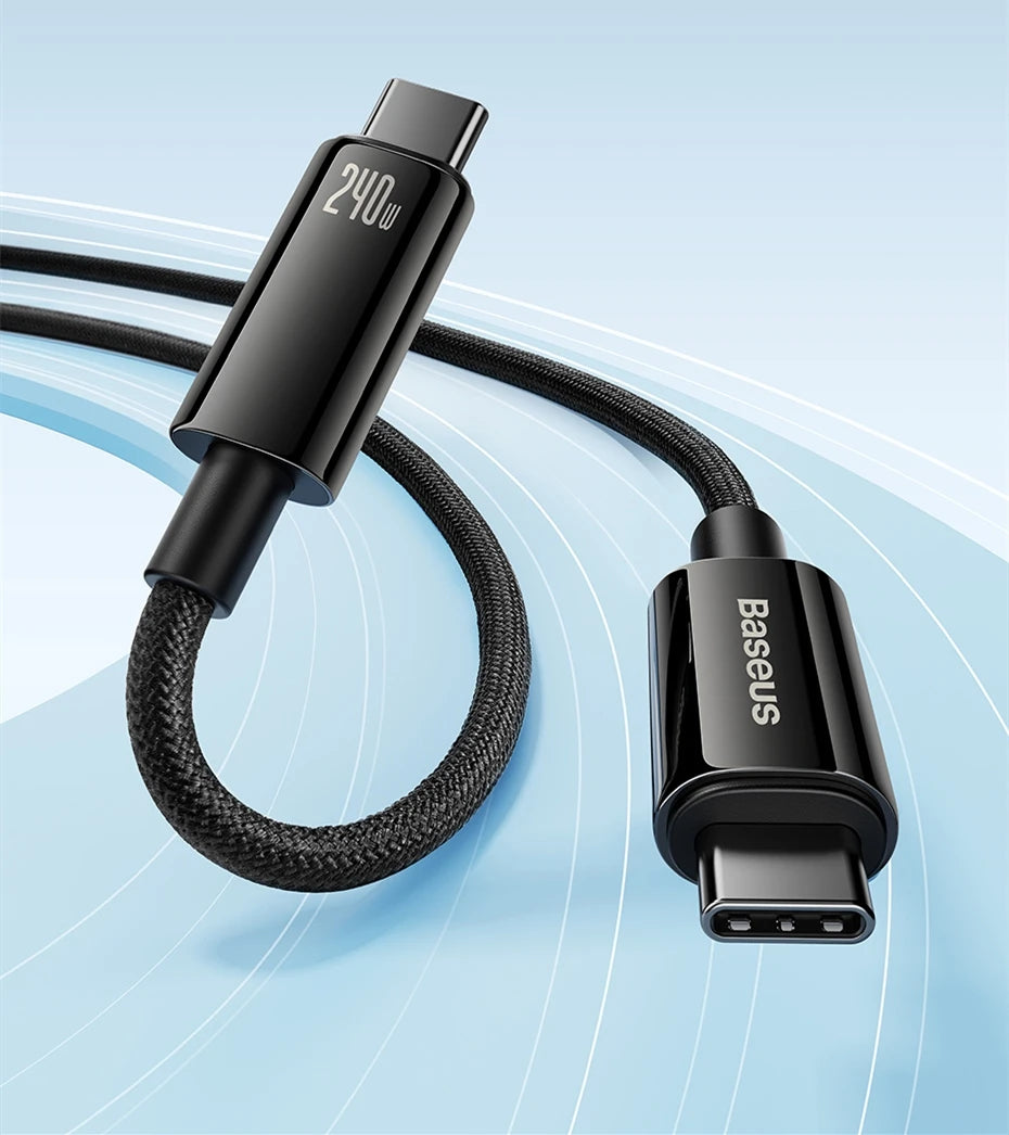 Baseus 240W USB-C Supercharge Cable – Fast Charging for iPhone & MacBook